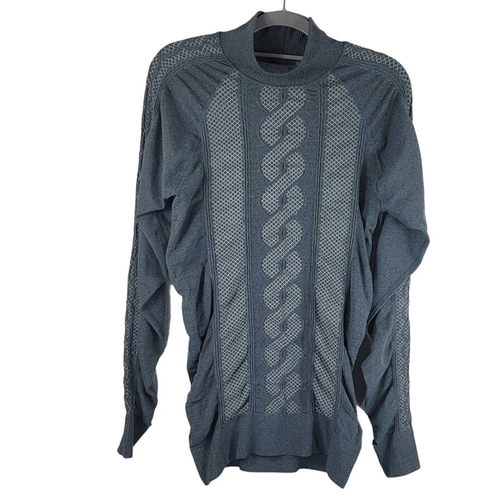Athleta Athletic Seamless Comet Long Sleeve Mock Neck Fitted Top Gray L